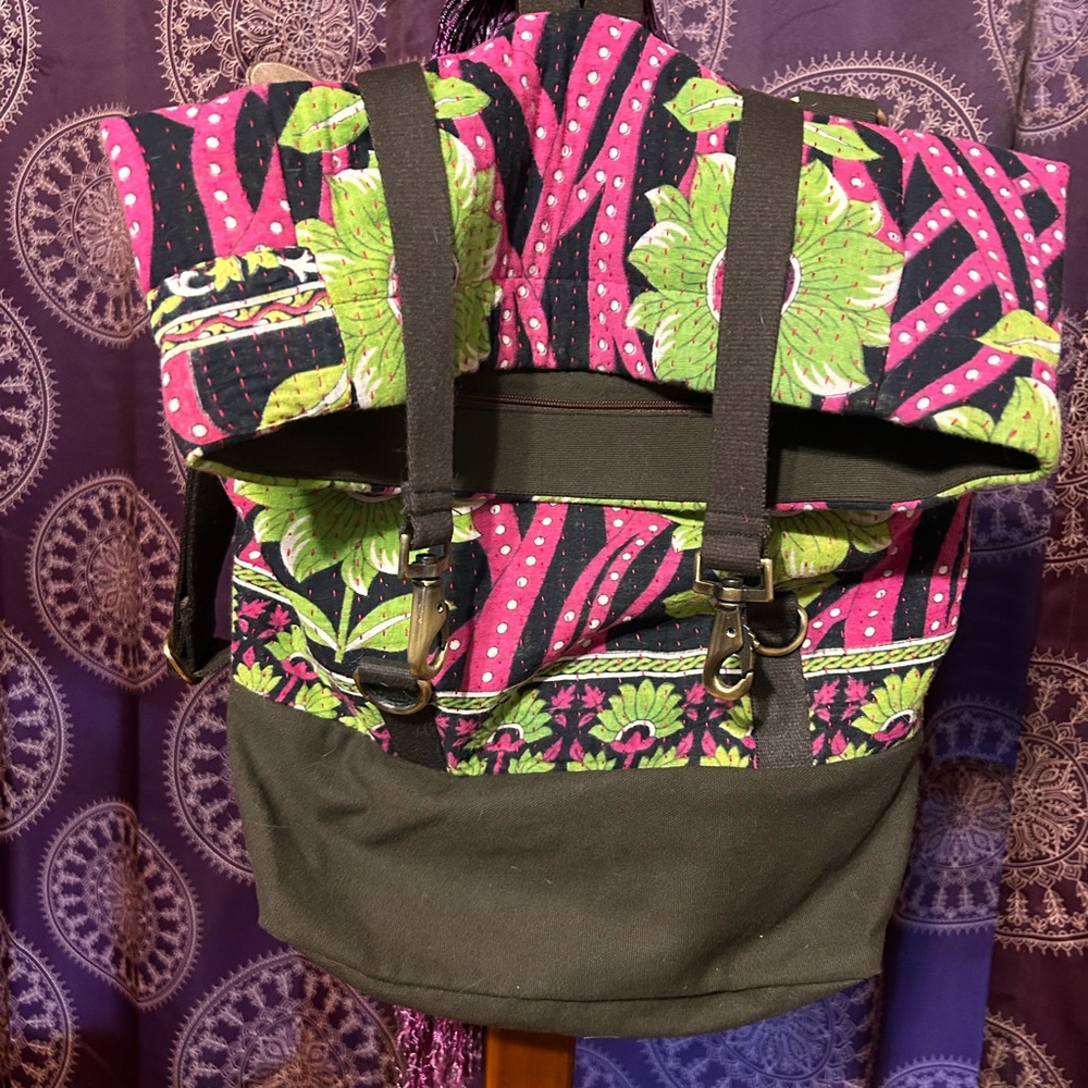 Sari Bari Kantha Bae Style Backpack Purse Satchel Upcycled Vibrant Colors OOAK